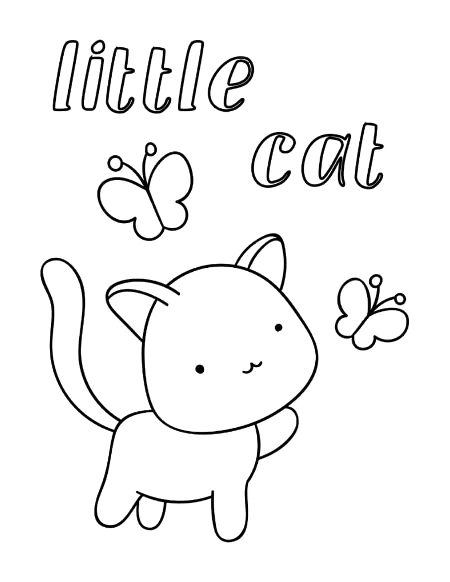 Little Cute Butterfly Cat Tracing Shape Pdf Free Vectors